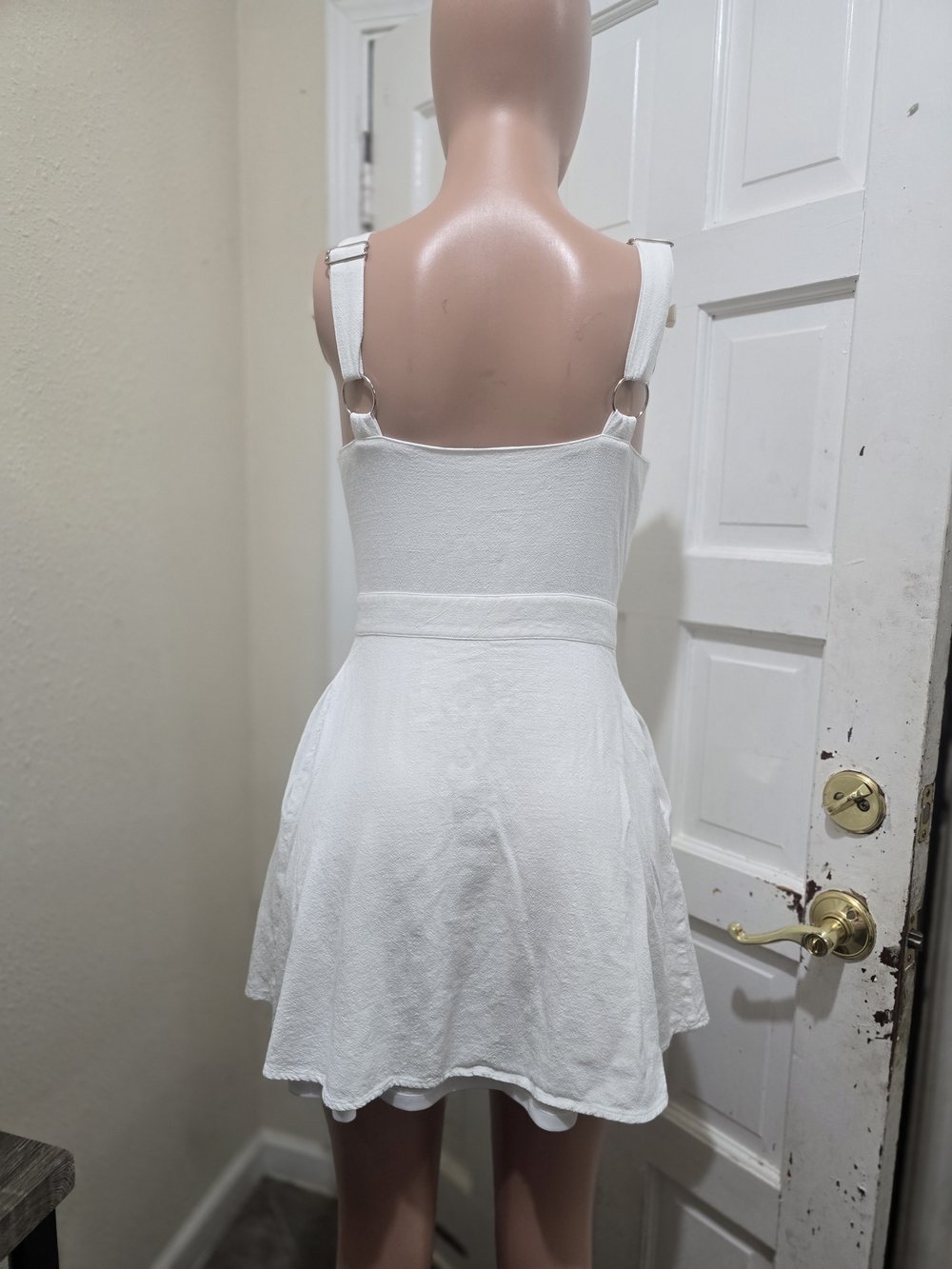 Lulu's White Button-Front Square Neck Mini Dress - Picture 5 of 9